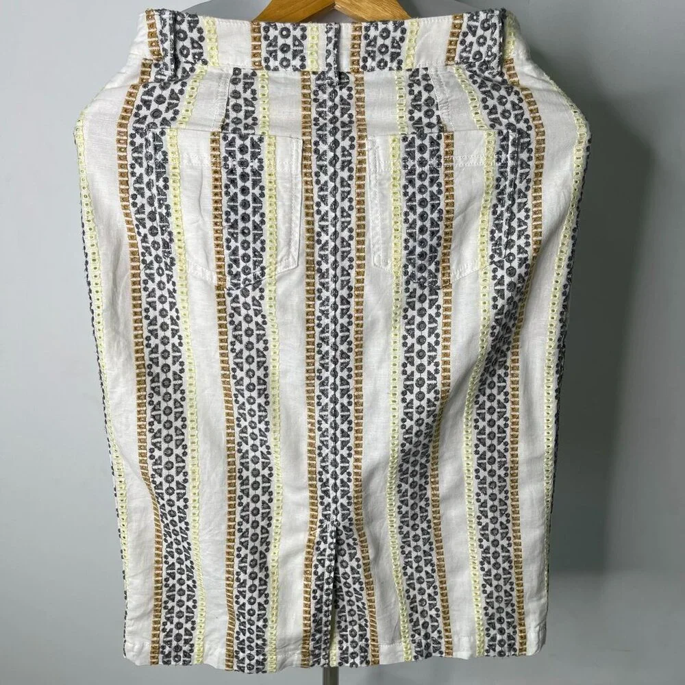 Anthropologie Quincy Embroidered Eyelet Button Fly Pencil Skirt 2 Spring Boho - Picture 7 of 10
